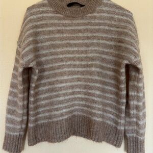 Jenni Kayne Taupe and Cream Striped Turtleneck Sweater